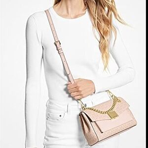 Aldo Pink Crossbody Bag with Gold Chain Detail
